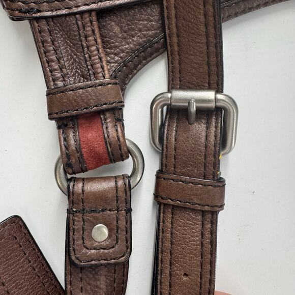 Vintage Hard to Find Fossil Maddox Crossbody Patchwork Chevron Bag - Picture 12 of 13